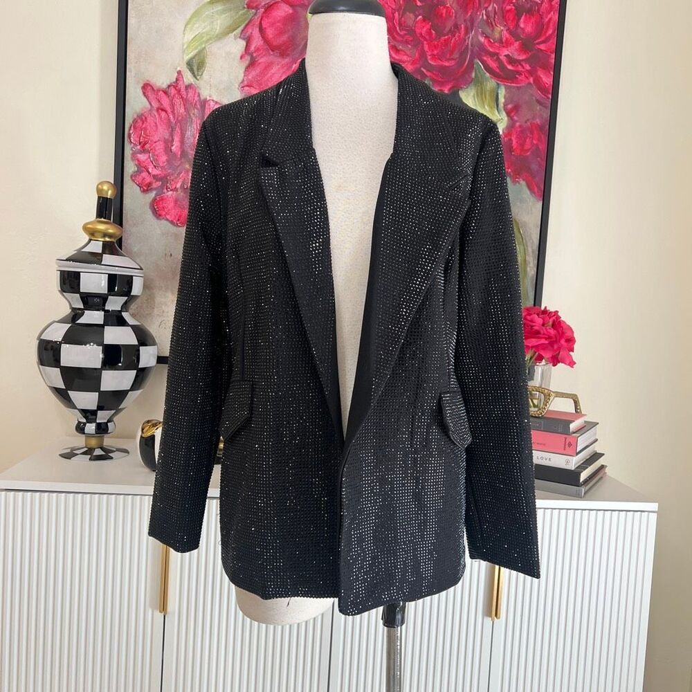 Day G Women's Rhinestone Embellished Evening Blazer Jacket Black Small/Medium
